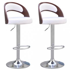 Barové stoličky 2 ks umelá koža / drevo / kov Dekorhome Biela
