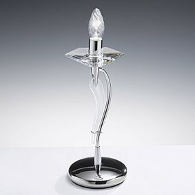 Metallux Stolná lampa Icaro krištáľové sklo, chróm, Obývacia izba / jedáleň, železo, sklo, E14, 40W, K: 33cm