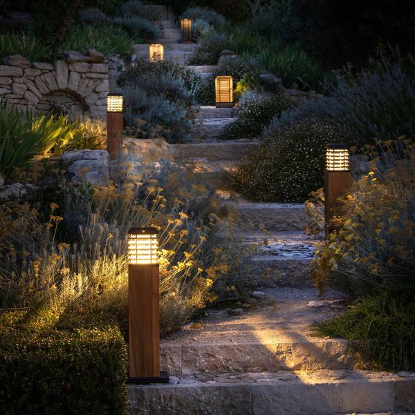 Les Jardins Solárne chodníkové LED Tekura, Duratek sivé/sivé, teak, vysokotlakovo lisovaný laminát (HPL), 3W, P: 15 cm, L: 15 cm, K: 75cm
