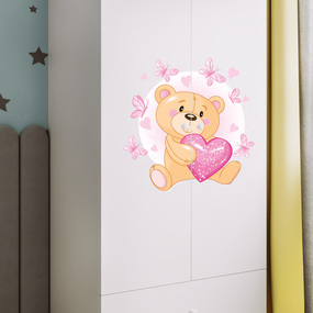 Dětská skříň Babydreams 90 cm medvídek s motýlky bílá