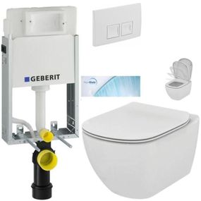 GEBERIT KOMBIFIXBasic vr. bieleho tlačidla DELTA 50 + WC Ideal Standard Tesi so sedadlom SoftClose, AquaBlade 110.100.00.1 50BI TE1