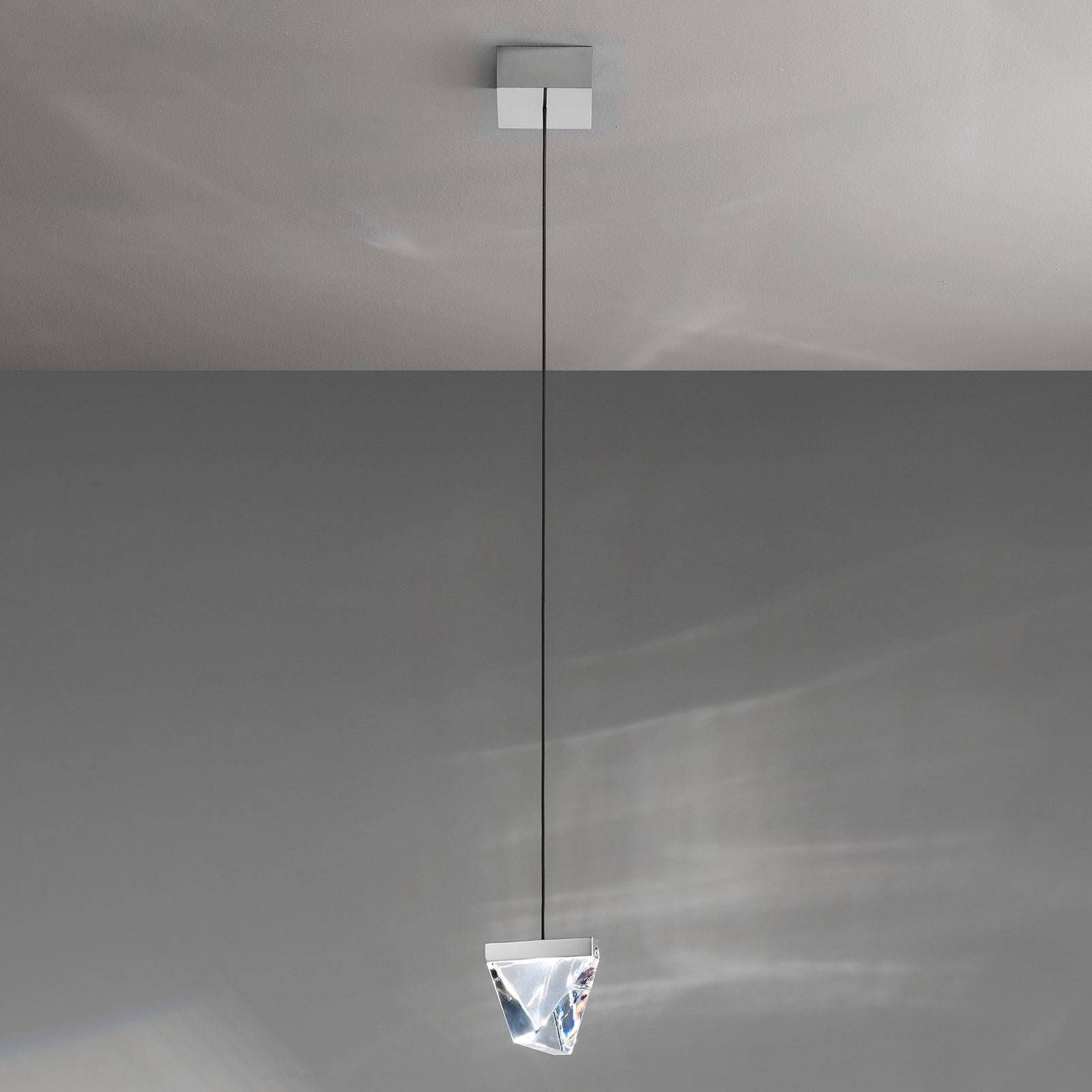 Fabbian Tripla závesné LED krištáľ, hliník, Obývacia izba / jedáleň, krištáľ, hliník, 4.3W, P: 9.8 cm, L: 8.8 cm, K: 9.3cm