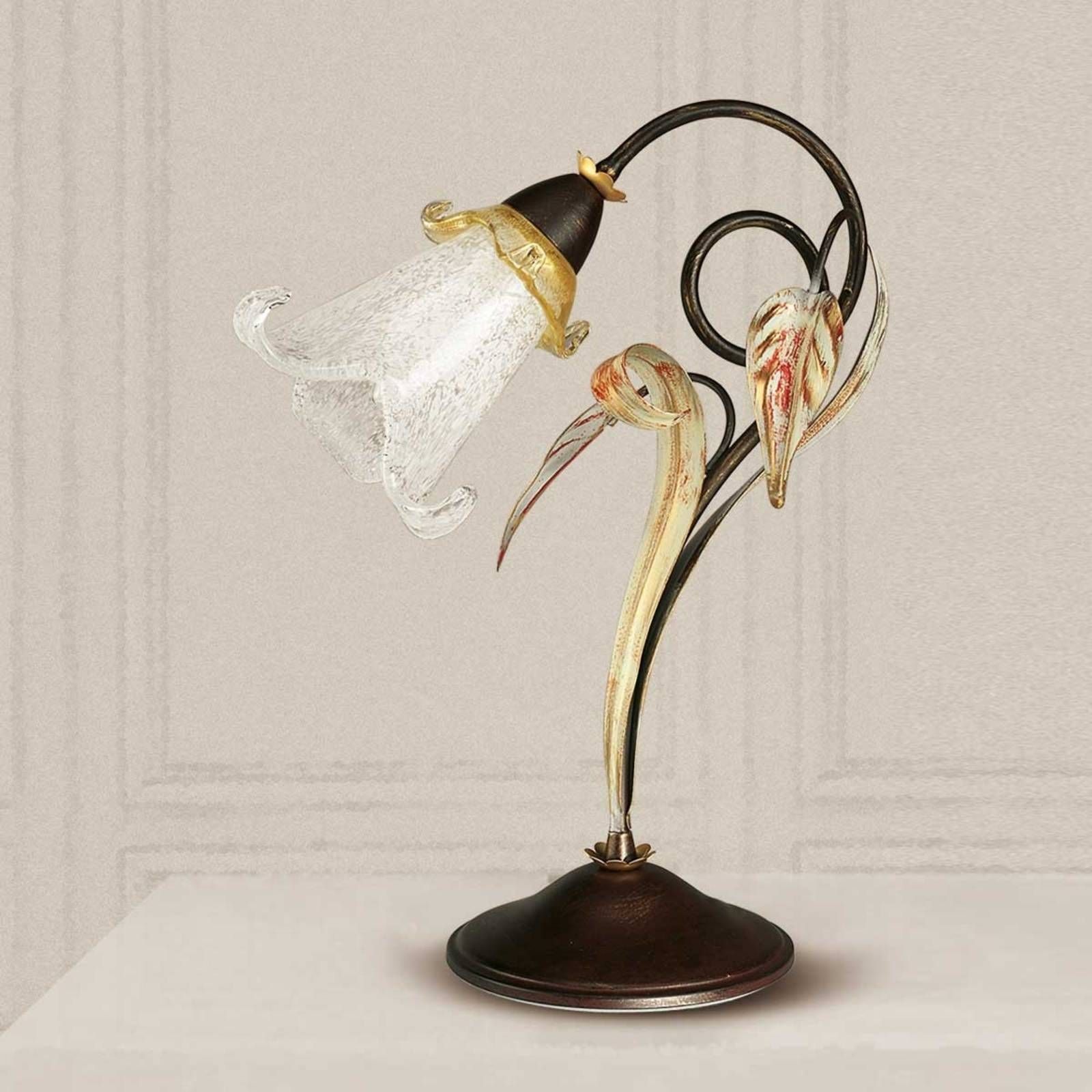 Lam Florentská stolná lampa Giuseppe, Obývacia izba / jedáleň, kov, sklo, E14, 40W, K: 38cm