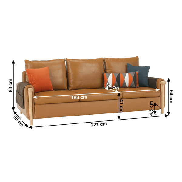 Celočalúnený 3-sed, koža/ekokoža zlatohnedá, LINSY