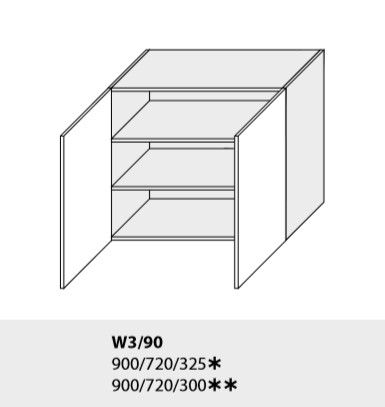 ArtExt Kuchynská linka Quantum Kuchyňa: Horná skrinka W3/90 / (ŠxVxH) 90 x 72 x 30-32,5 cm