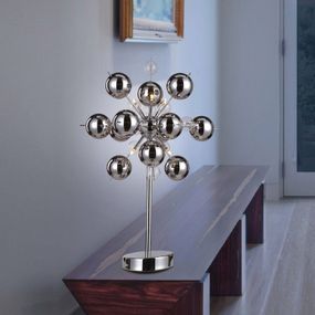 Näve Stolná lampa Wakusei, chróm, Obývacia izba / jedáleň, kov, sklo, G9, 20W, K: 73cm