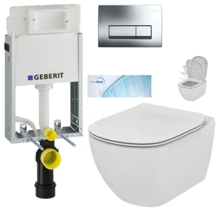 GEBERIT KOMBIFIXBasic vr. chrómového tlačidla DELTA 51 + WC Ideal Standard Tesi so sedadlom SoftClose, AquaBlade 110.100.00.1 51CR TE1