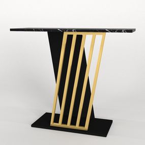 GORO konzolový stolík, čierny mramor / zlatá