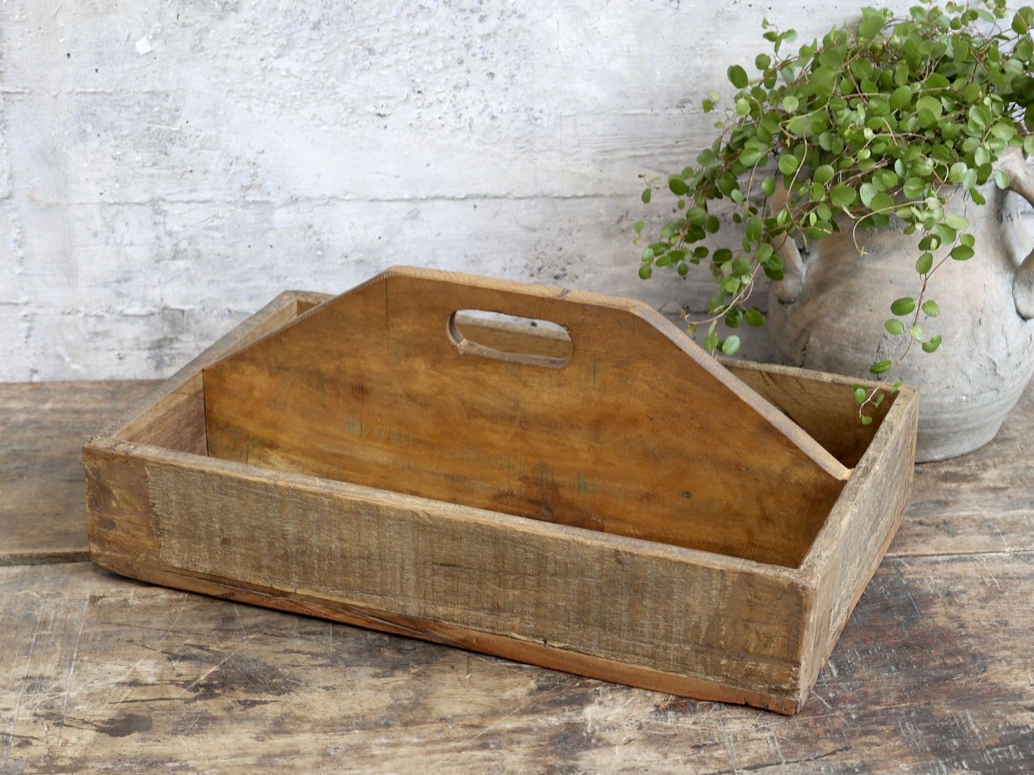 Dekoračný antik drevený box s priehradkami a držadlom Grimaud - 43*25*18cm