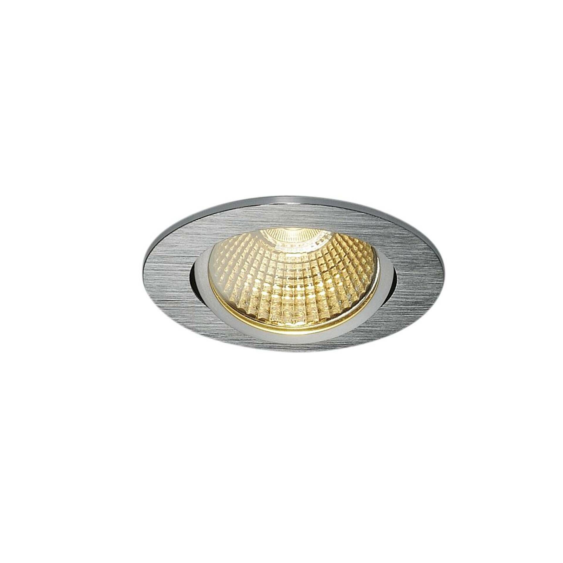 SLV BIG WHITE NEW TRIA kulaté LED vnitřní svítidlo k zabudování do stropu, kartáčovaný hliník, 1800-3000K 7,2W 1001990