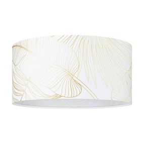 EGLO Stropné svietidlo Bucamaranga biela potlač listu, Obývacia izba / jedáleň, textil, oceľ, E27, 40W, K: 24cm