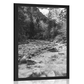 Plagát čiernobiela horská krajina - 40x60 black