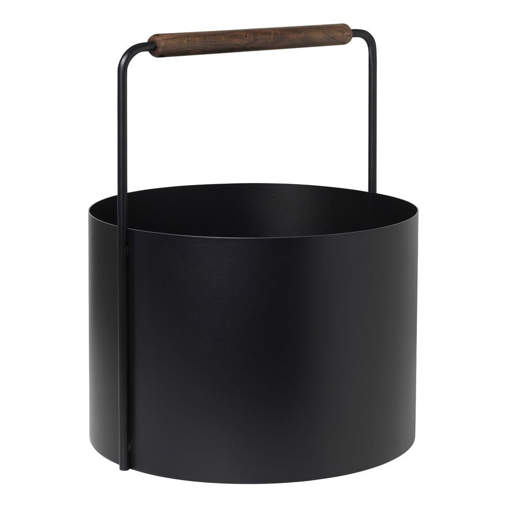 Čierny kovový košík na palivové drevo Blomus Fireplace