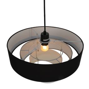 Lindby Coria závesná lampa, čierna a sivá, Obývacia izba / jedáleň, látka, kov, E27, 60W