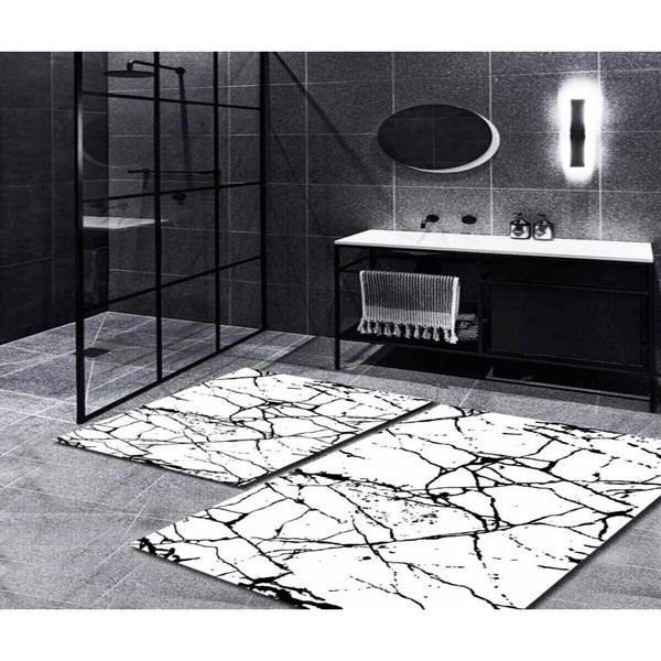 Súprava 2 bílo-čiernych kúpeľňových predložiek Minimalist Home World Marble