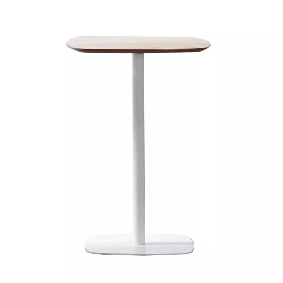  Barový stôl, dub/biela, MDF/kov, priemer 60 cm, HARLOV