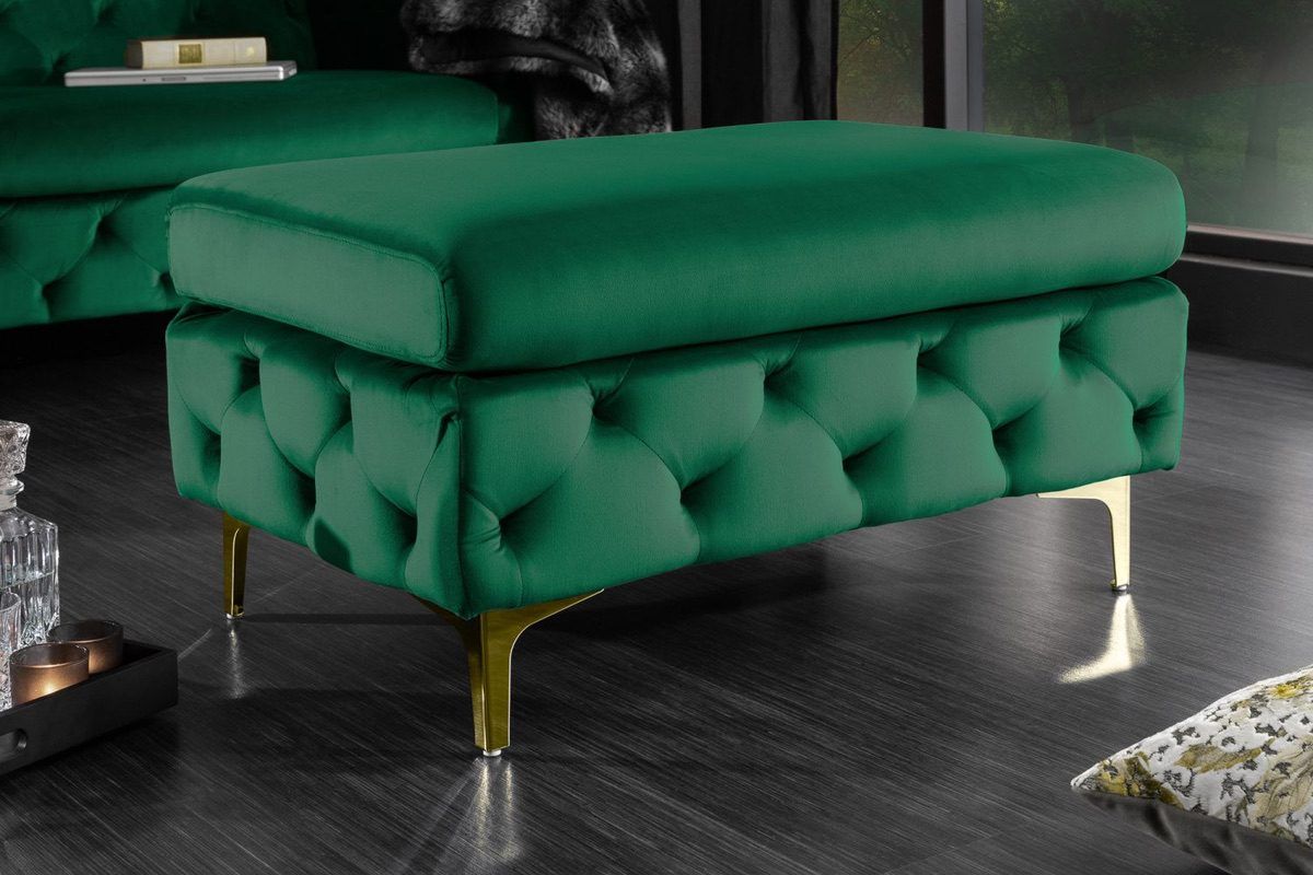 LuxD Dizajnová taburetka Rococo zelená / zlatá 