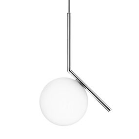 FLOS IC S1 Designer závesná lampa, chróm Ø 20 cm, Obývacia izba / jedáleň, oceľ, sklo, E14, 60W