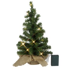 STAR TRADING LED jedlička Tree v jutovom vreci, plast, jutovina, L: 25 cm, K: 45cm