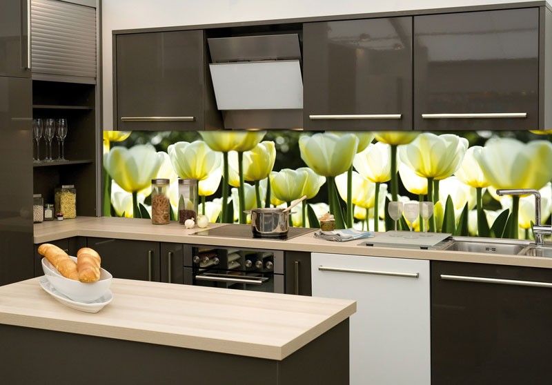 KI-260-009 Fototapeta do kuchyne - White Tulips (Biele tulipány) 260 x 60 cm