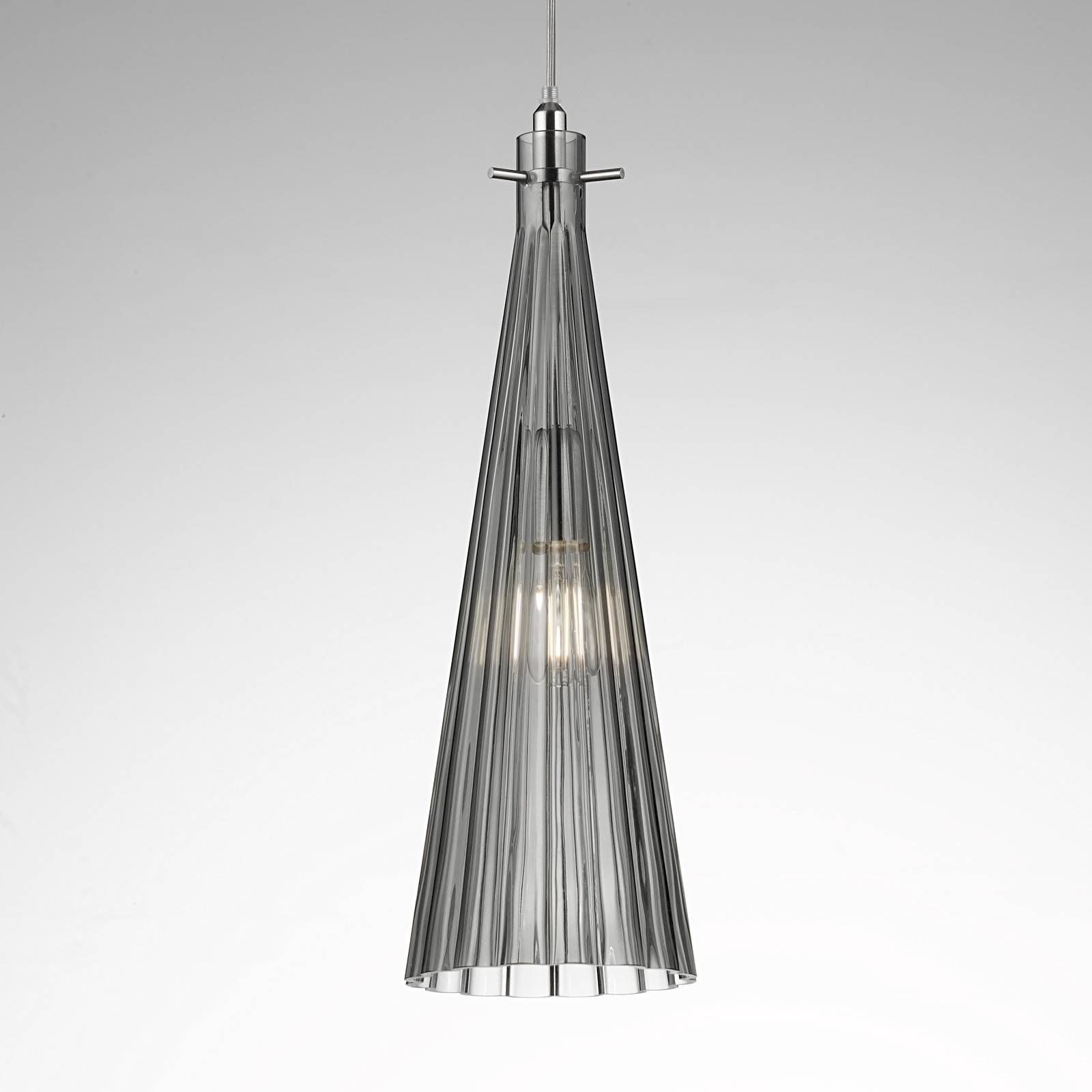 Selène Závesná lampa Costa Rica zo skla, sivá, Obývacia izba / jedáleň, sklo, kov, E27, 42W, K: 45cm