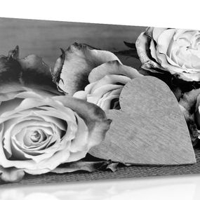 Obraz valentínske ruže v čiernobielom prevedení - 60x40