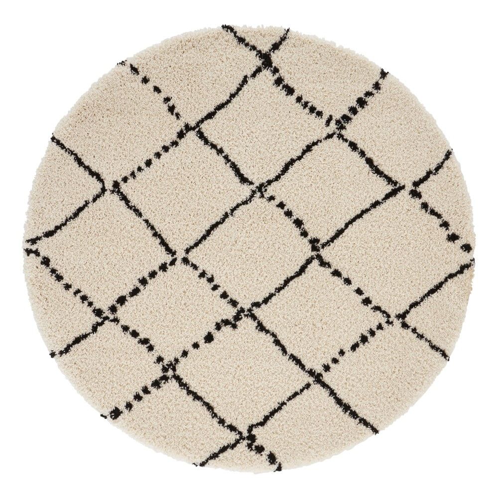 Béžovo-čierny koberec Mint Rugs Hash, ⌀ 120 cm