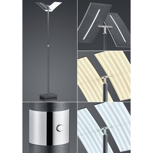HELL Stojaca LED lampa Dual s vypínačom, železo, 192 cm, Obývacia izba / jedáleň, železo, 41W, K: 182cm