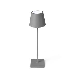 FARO BARCELONA Stolová LED lampa Toc s nabíjačkou USB IP54, sivá, hliník, polykarbonát, 2W, Energialuokka: E, K: 38cm