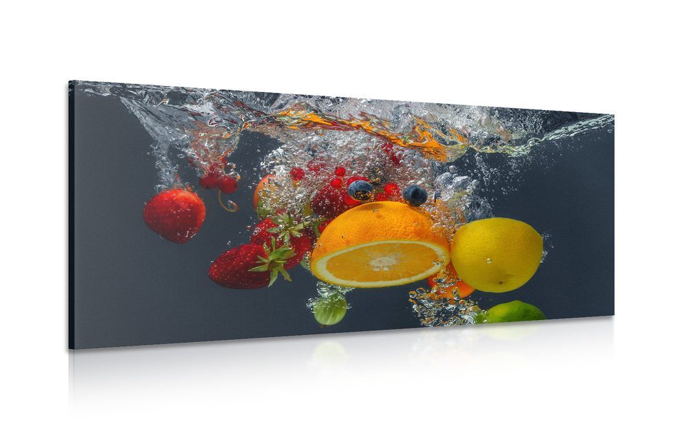 Obraz pád ovocia do vody - 120x60