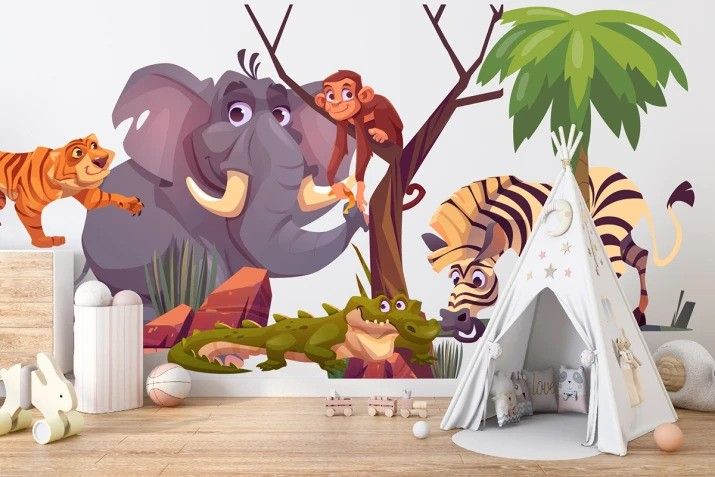 DomTextilu Nálepka na stenu pre deti animované zvieratá Madagaskar 100 x 200 cm