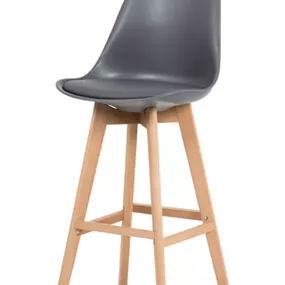 Autronic Barová stolička plast, sedák šedá ekokoža/nohy masív prírodný buk CTB-801 GREY