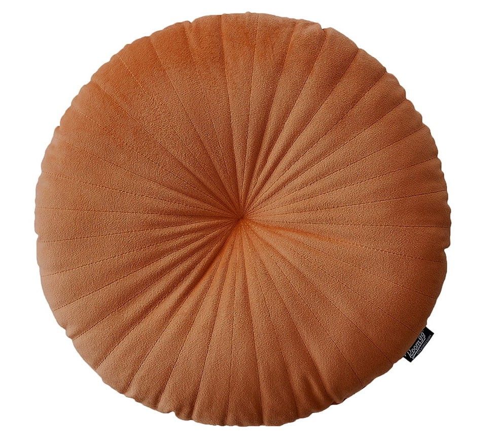 DomTextilu Zamatový okrúhly vankúš v krásnej medenej farbe 45 cm 46519 Oranžová