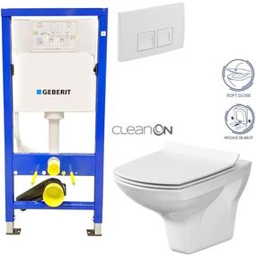 GEBERIT DuofixBasic s bielym tlačidlom DELTA50 + WC CERSANIT CLEANON CARINA + SEDADLO 458.103.00.1 50BI CA3