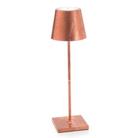 Zafferano Stolná LED lampa Poldina s dekorom prenosná medená, Obývacia izba / jedáleň, kov, plast, 2.2W, K: 38cm