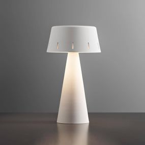 OleV OLEV Makà stolová LED lampa s batériou, biela, Obývacia izba / jedáleň, železo, 2W, K: 19cm