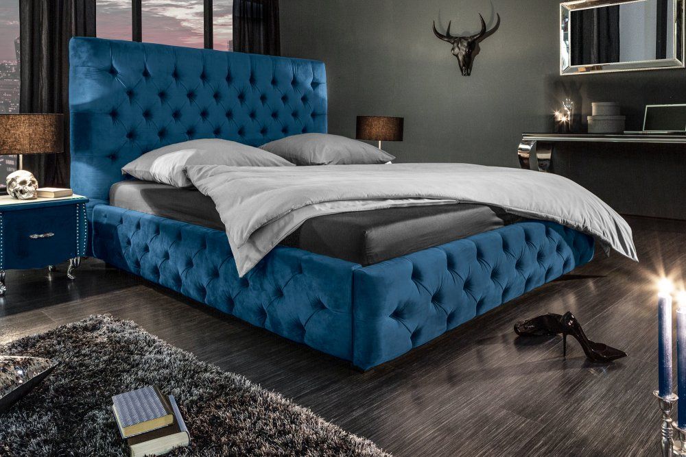 Chesterfield posteľ PALLAS Dekorhome Modrá