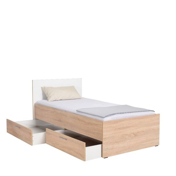 Biela/prírodná detská posteľ s úložným priestorom 90x190 cm – Kalune Design