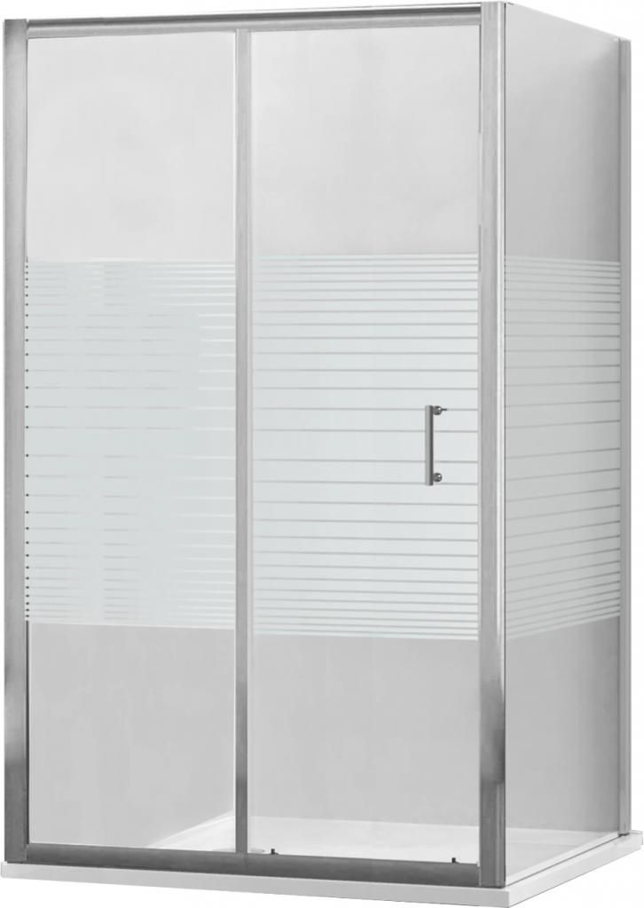 MEXEN/S - Apia Sprchovací kút 140x90 cm, transparent / dekor, chróm + vanička so sifónom 840-140-090-01-20-4010