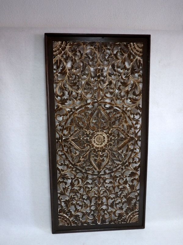 Dekorácia na stenu PANEL FLOWER - Mandala hnedá, 160x80 cm, drevo, ručná práca