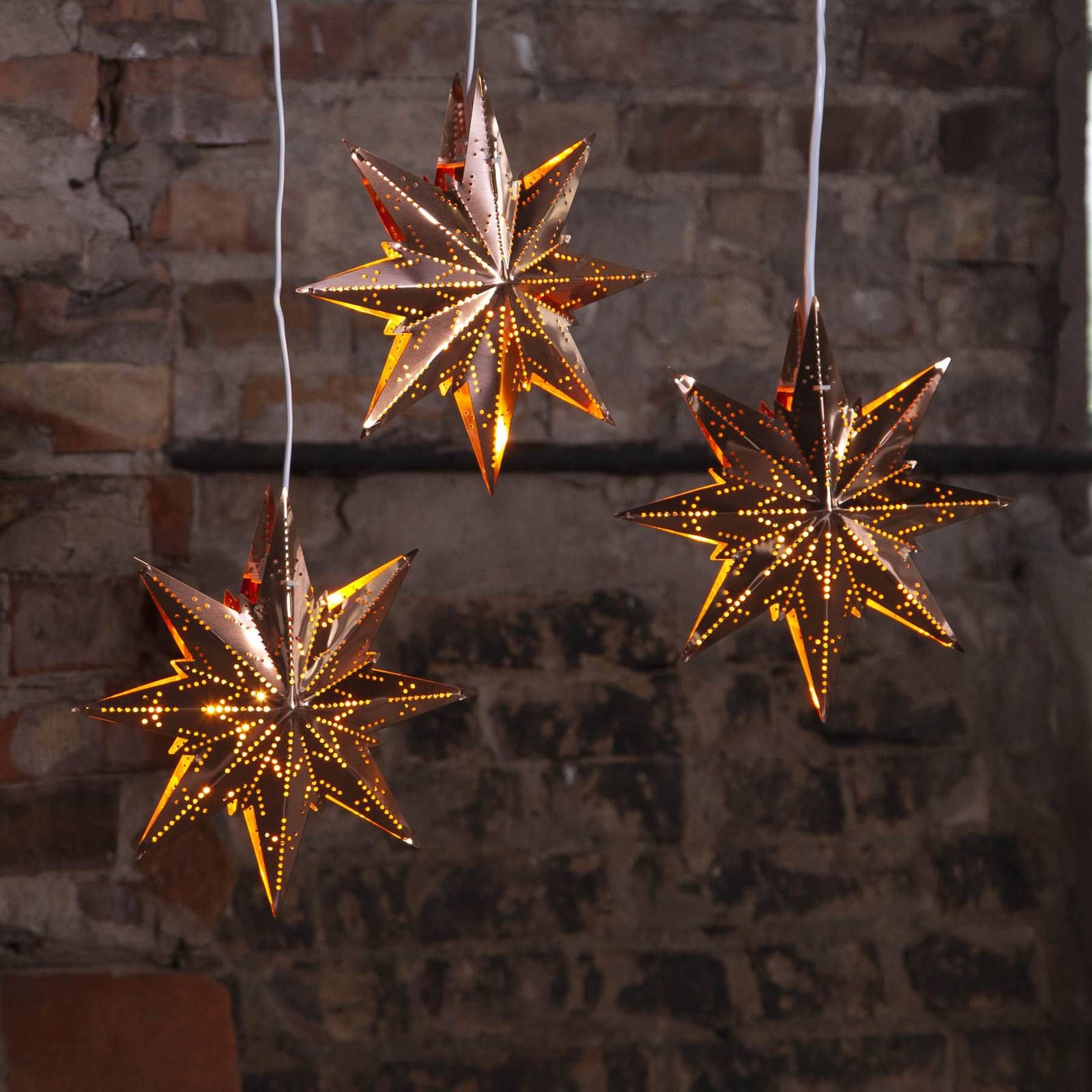 STAR TRADING Osemcípa mosadzná hviezda Mini, mosadz, E14, 25W