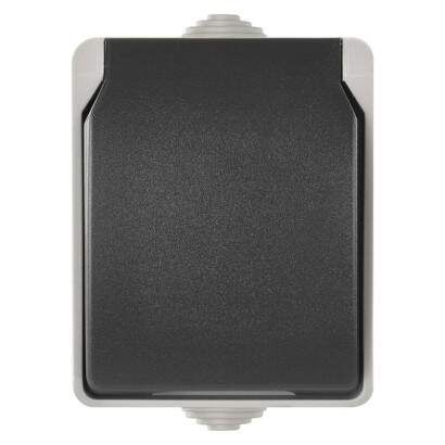 EMOS Zásuvka nástenná, šedo-čierna, IP54, 3104139700