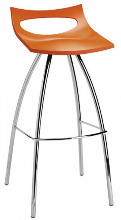 SCAB - Nízka barová stolička DIABLITO - oranžová/chróm