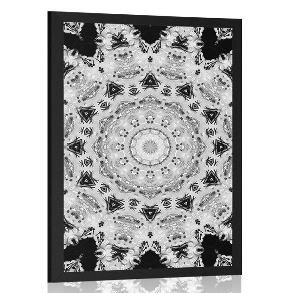 Plagát zaujímavá Mandala v čiernobielom prevedení - 30x45 black