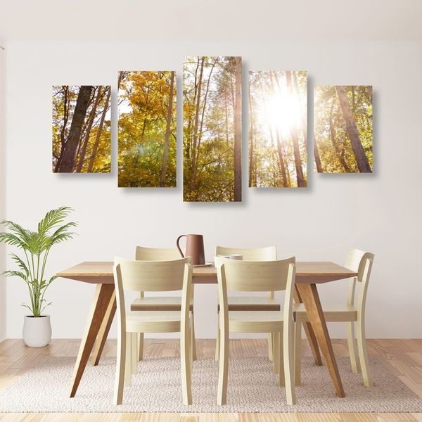 5-dielny obraz les v jesenných farbách - 200x100