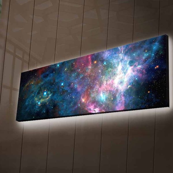 Obraz s LED osvetlením NOČNÁ GALAXIA 30 x 90 cm