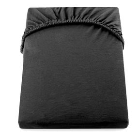 Čierna elastická bavlnená plachta DecoKing Amber Collection, 160/180 x 200 cm