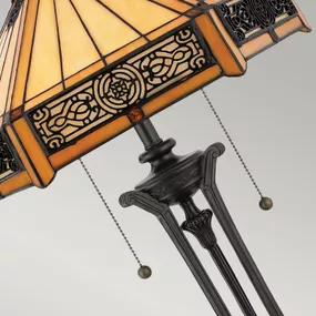 QUOIZEL Stolová lampa Indus v štýle Tiffany, Obývacia izba / jedáleň, kov, sklo, E27, 60W, K: 58.4cm