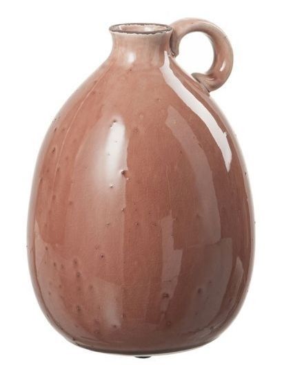 Hnedá keramická váza s uchom Florero - ∅ 19 * 26 cm