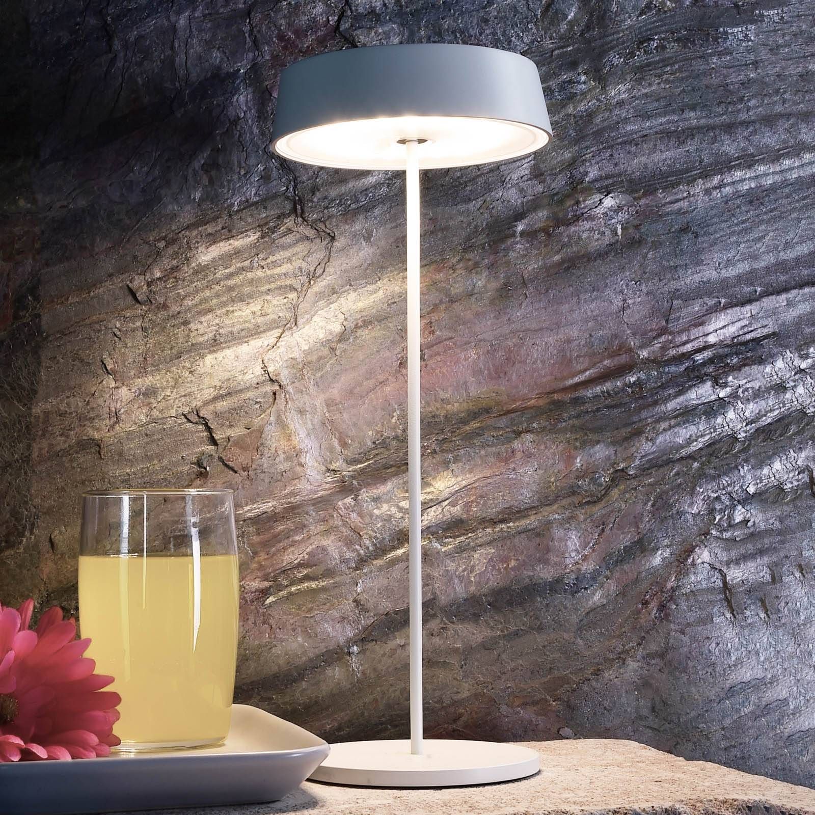 Deko-Light Stolná LED lampa Miram batéria stmievateľná biela, Obývacia izba / jedáleň, tlakovo liaty hliník, 2.2W, K: 30cm